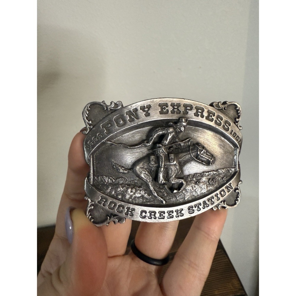 Vintage Pony Express Rock Creek Station Siskiyou Co. Belt Buckle‎ Western